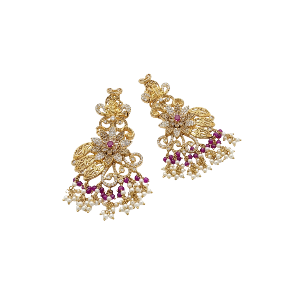 Zarmina Pearl Kundan Bridal Set – Elegant Choker with Jhumka & Tikka