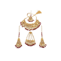 Bridal Maroon Kundan Jewelry Set with Pearl & Beads