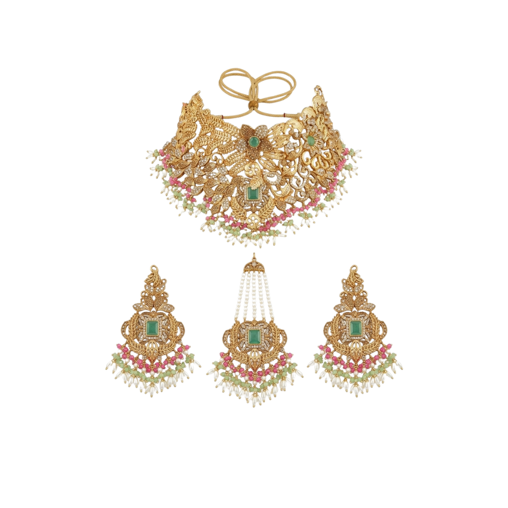 Rangrez Nauratan Sahara Bridal Set – Multi Color Kundan Choker Set