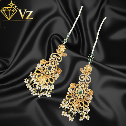 Noor Mahal 3D Kundan Bridal Choker Set with Pearl & Green Stones (Real Stone Finish) image 2