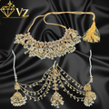 Noor-e-Zar Sahara Jhumka Bridal Set – 3 Layer Pearl Kundan Choker Set image 0