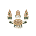 Handcrafted 22k Gold Plated Emerald & Pearl Bridal Choker Set