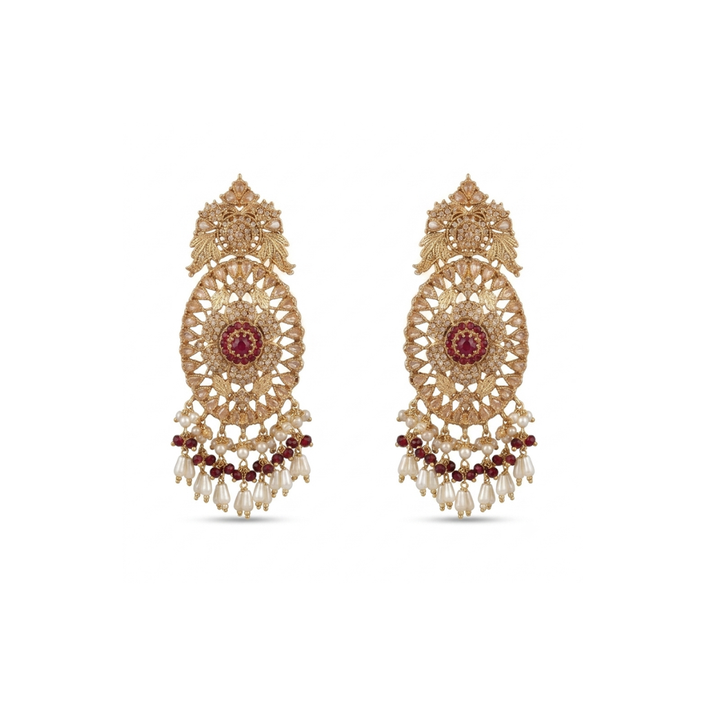 Maroon & Gold Bridal Choker Set (Complete Wedding Jewellery Set)