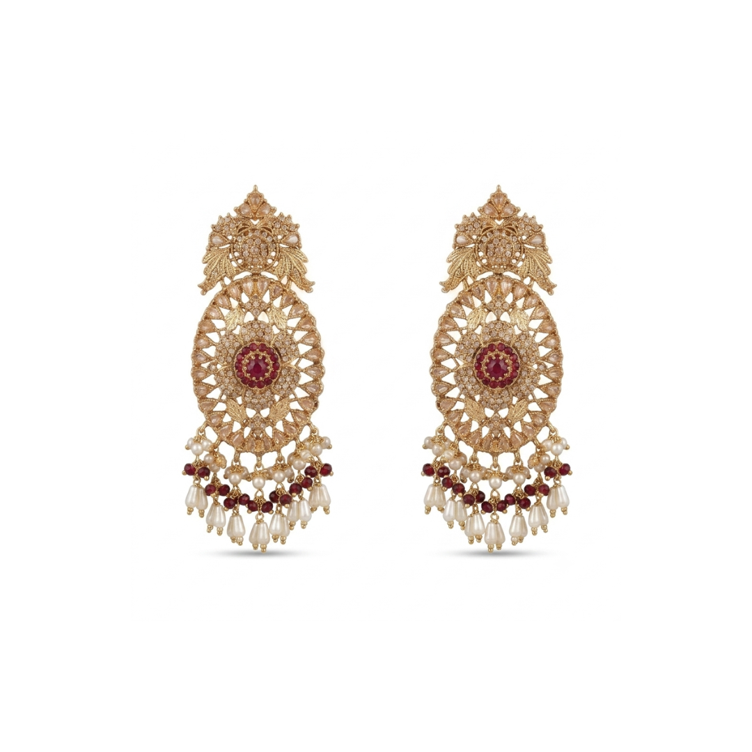 Maroon & Gold Bridal Choker Set (Complete Wedding Jewellery Set)