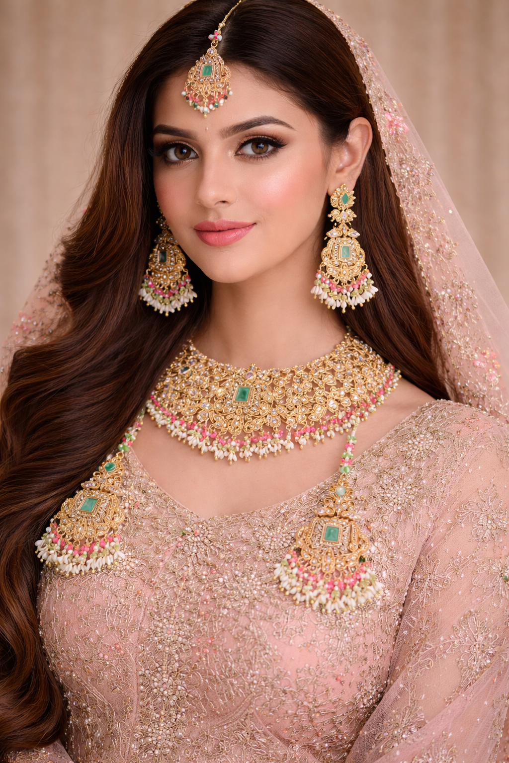 Rangrez Nauratan Sahara Bridal Set – Multi Color Kundan Choker Set image 1