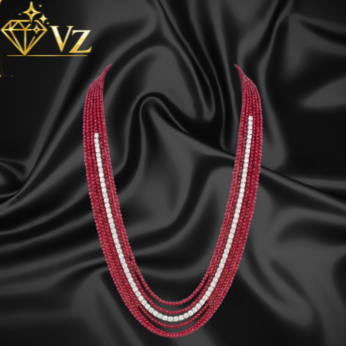 Diamond Finish Ruby Bridal Set image 0