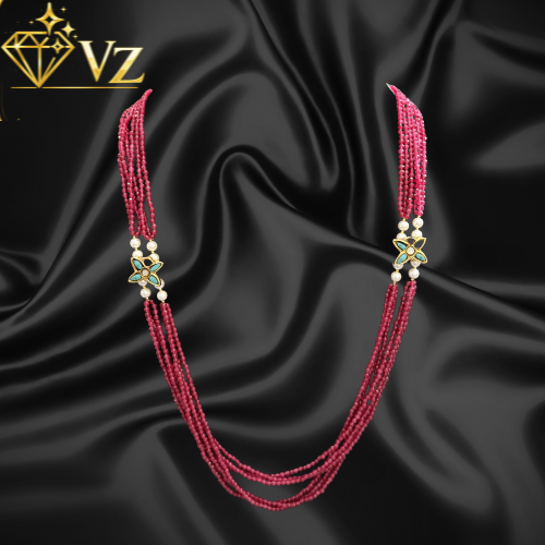 Vz Classic Ruby & Gold Plated Mala Set image 0