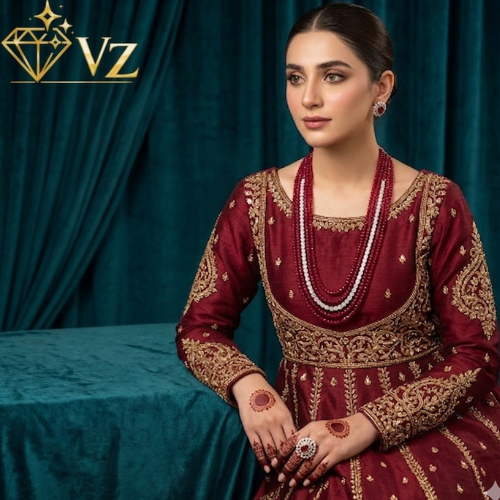 Diamond Finish Ruby Bridal Set image 1